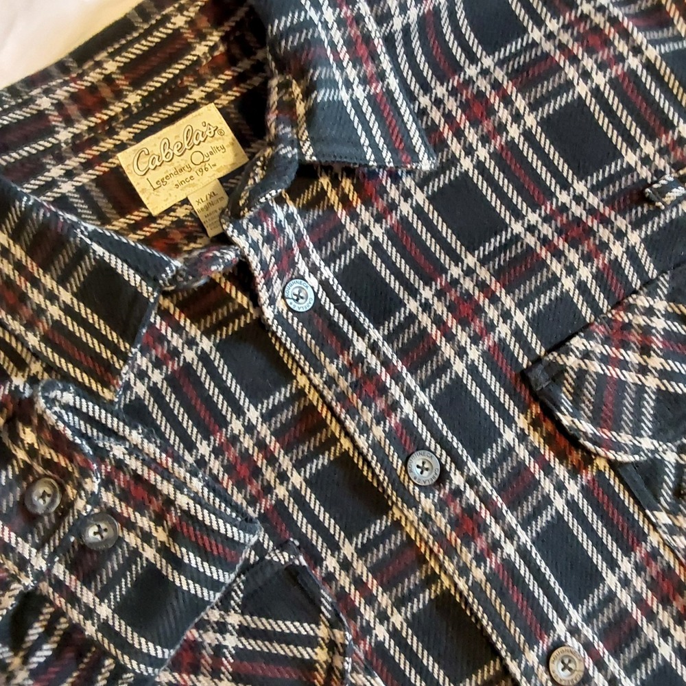 Cabela's Men's Roughneck Heavyweight‎ XL Multicolor Plaid Flannel Shirt Shacket
